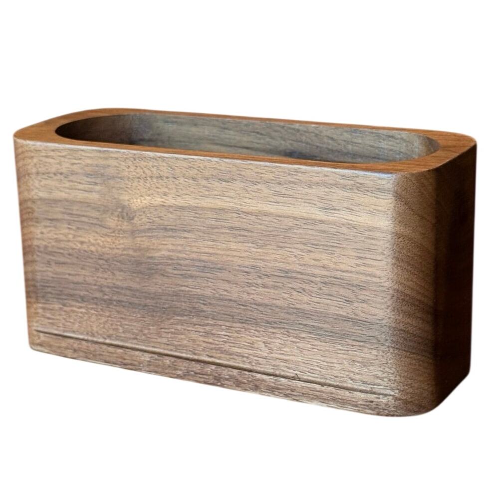 Vintage Solid American Walnut Business Card Holder Desk Stand New In Box NOS